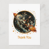 Dank u Rocket Ship Franse Bulldog Astronaut Briefkaart (Voorkant)