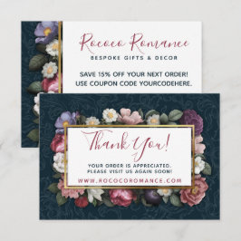 Dank U Rococo Damast & Elegante Bloemkaart Kaart