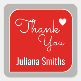 dank u / rode bedankt vierkante sticker