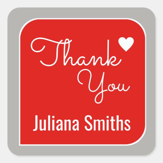 dank u / rode bedankt vierkante sticker (Voorkant)