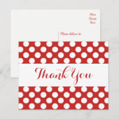 Dank u Rode Bourgogne & Witte Polka Dots Briefkaart (Voorkant / Achterkant)