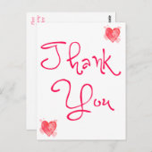 Dank u rode en roze hart Waterverf Briefkaart (Voorkant / Achterkant)