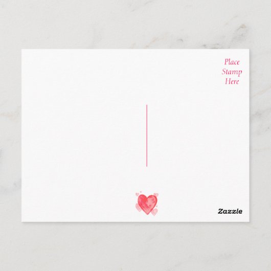 Dank u rode en roze hart Waterverf Briefkaart (Achterkant)