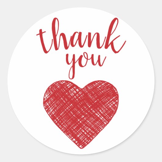 Dank u Rode hart Liefde gezegden Ronde Sticker (Voorkant)