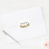 Dank u ronde Sticker - Floral krans ontwerp (Envelop)