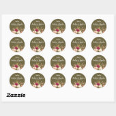Dank u Ronde Sticker Roze Rose Floral (Vel)