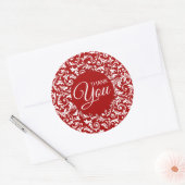 Dank u rood en wit Bontanical Ronde Sticker (Envelop)