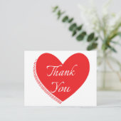 Dank u, rood en wit hart liefde briefkaart (Staand voorkant)