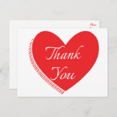 Dank u, rood en wit hart liefde briefkaart (Voorkant / Achterkant)