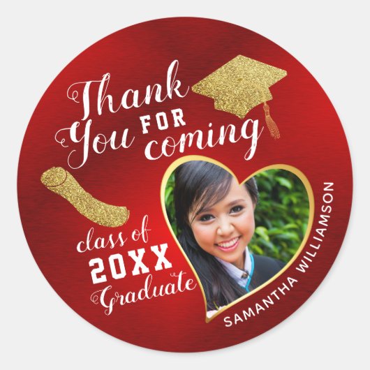Dank U Rood Goud Wit Afstudeerklas 2026 Ronde Sticker (Voorkant)