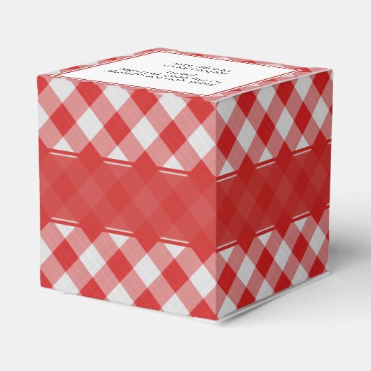 "Dank u" rood/wit Gingham controleert patroon Bedankdoosjes (Achterkant)