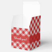"Dank u" rood/wit Gingham controleert patroon Bedankdoosjes (Geopend)