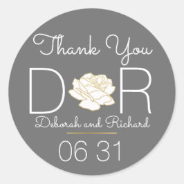Dank u. roos bloem. Grijze huwelijksgunst Ronde Sticker