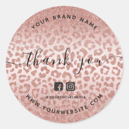 Dank u Roos Gold Animal Print Gradient Ronde Sticker