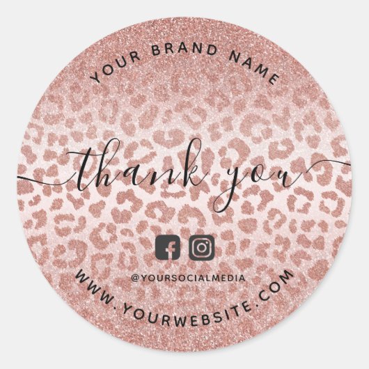 Dank u Roos Gold Animal Print Gradient Ronde Sticker (Voorkant)