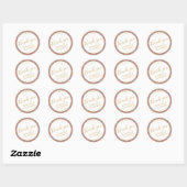 Dank u Roos Gold Blush Glitter Ronde Sticker (Vel)