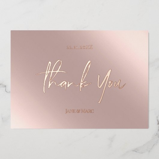 Dank u Roos Gold Folie Feestdagenkaart (Voorkant)