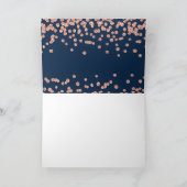 Dank u Roos Gold Glitter Confetti Navy Blue Bedankkaart (Binnen)