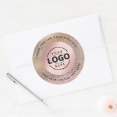 Dank u Roos Gold Pastel Glitter Logo Ronde Sticker (Envelop)