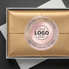 Dank u Roos Gold Pastel Glitter Logo Ronde Sticker