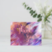 Dank u Roos Gold Pink Waterverf Glitter Briefkaart (Staand voorkant)