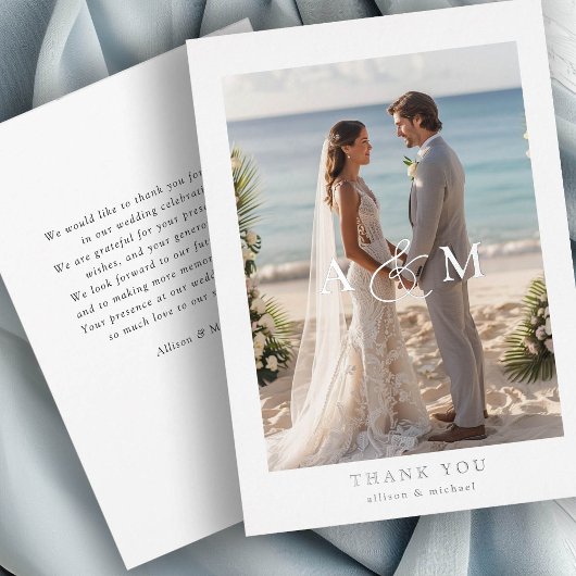 "Dank u" Roos-goud-Folie, minimaal, Folie Uitnodiging