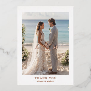 "Dank u" Roos-goud-Folie, minimaal, Folie Uitnodiging