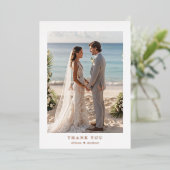 "Dank u" Roos-goud-Folie, minimaal, Folie Uitnodiging (Staand Voorkant)