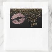 Dank u -Roos gouden lippen met gouden Confetti Rechthoekige Sticker (Tas)