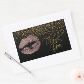 Dank u -Roos gouden lippen met gouden Confetti Rechthoekige Sticker (Envelop)