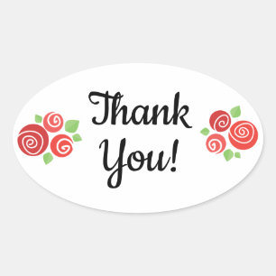 Dank u roos knoppen bloemenveer envelop sticker