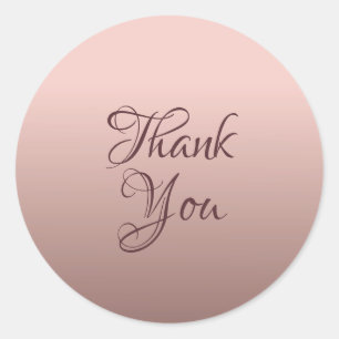 Dank U Rose Goud Kleur Typografie Sjabloon Ronde Sticker