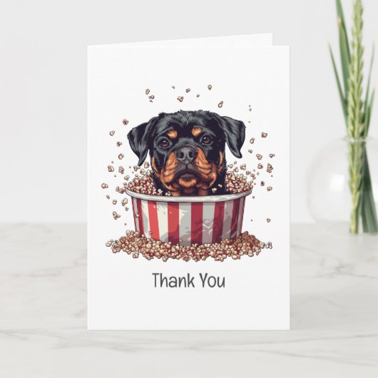 Dank u Rottweiler Dog Film Popcorn Bucket Bedankkaart (Voorkant)