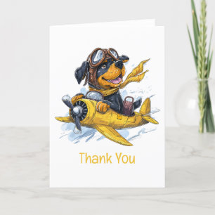 Dank u Rottweiler Dog Pilot Vliegtuig Bedankkaart