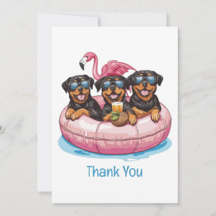 Dank u Rottweiler Dogs Flamingo Pool Tube Bedankkaart