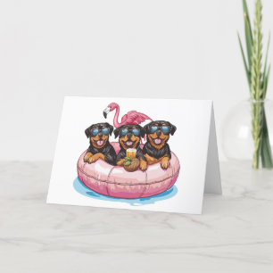 Dank u Rottweiler Dogs Flamingo Pool Tube Bedankkaart