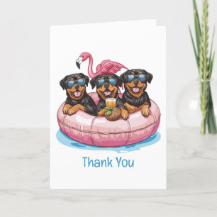Dank u Rottweiler Dogs Flamingo Pool Tube Bedankkaart