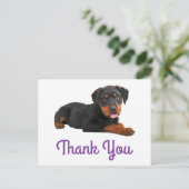 Dank u Rottweiler Puppy Dog Groeten Briefkaart (Staand voorkant)