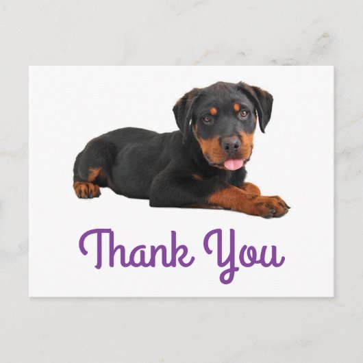 Dank u Rottweiler Puppy Dog Groeten Briefkaart (Voorkant)