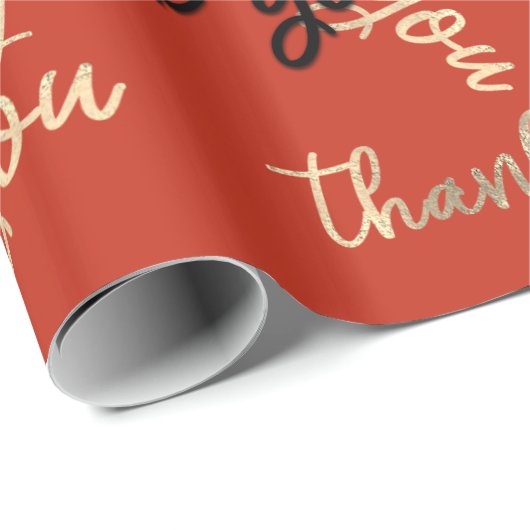 Dank u Royal Sinaasappel gouden kaligrafie script Cadeaupapier (Rol Hoek)