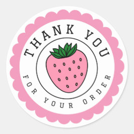 Dank u Roze Aardbei Cirkel Ronde Sticker