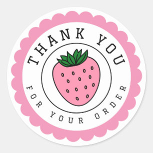 Dank u Roze Aardbei Cirkel Ronde Sticker