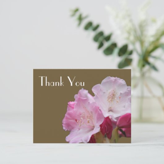 Dank u, roze azalea bloemen, 杜 花 briefkaart (Staand voorkant)