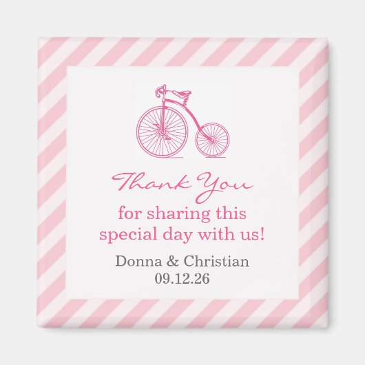 Dank u Roze Baby shower Favor Magnet (Voorkant)
