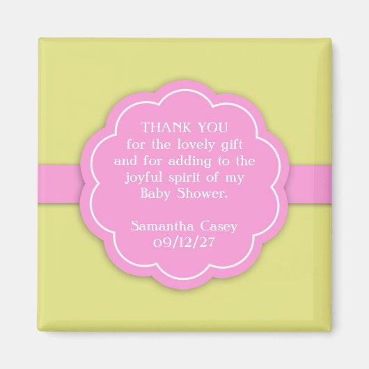Dank u Roze Baby shower Favor Magnet (Voorkant)