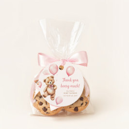 Dank u Roze Ballon Meisje Teddy Bear Bedankjes Labels
