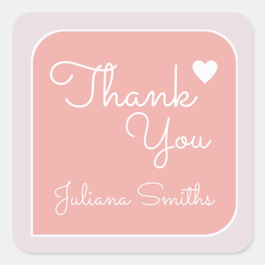 dank u / roze bedankt vierkante sticker (Voorkant)
