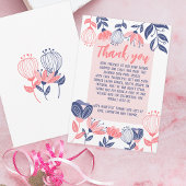 Dank u Roze Blauw Bloemen Botanisch Baby shower Bedankkaart