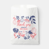 Dank u Roze Blauw Bloemen Botanisch Baby shower Bedankzakje (Voorkant)