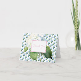 Dank u Roze Blauwe Hydrangea Gevouwen Kaart